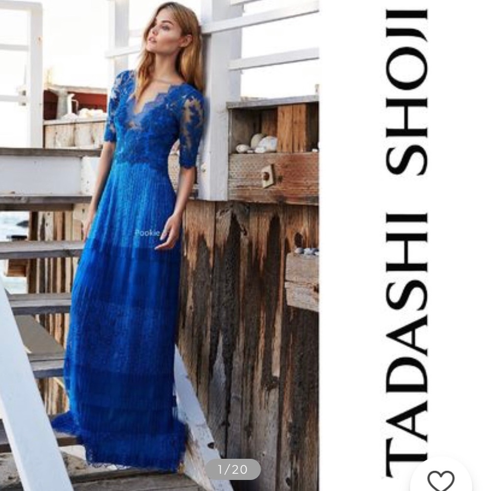 TADASHI SHOJI Flower pattern dress blended fabric long lace dress. Size 8